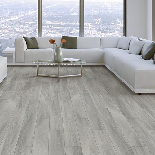 Living Room Gray Greige Luxury Vinyl Plank LVP -  Fairbanks CarpetsPlus in Fairbanks, AK